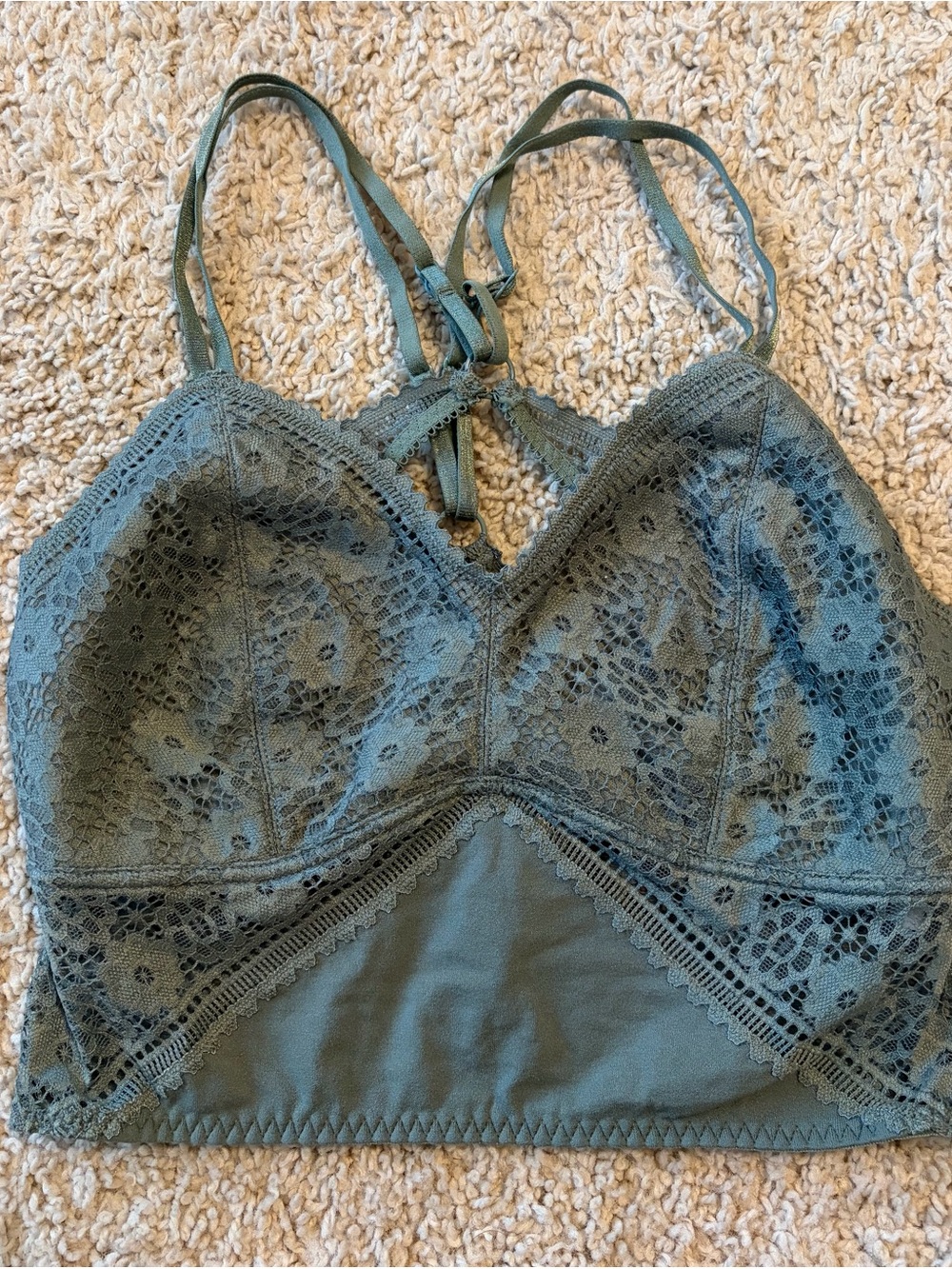 BKE Lace Bralette in Sage Green small